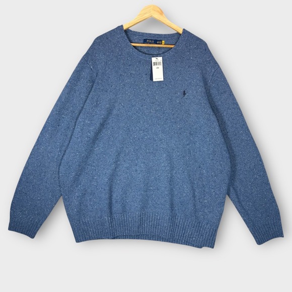 Polo Ralph Lauren Men's 4XB Blue‎ Wool Blend Crewneck Sweater Classic Fit Preppy